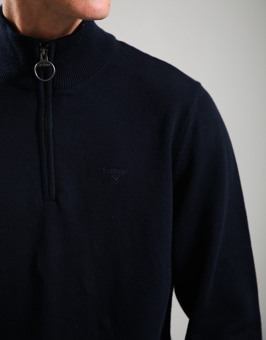 Barbour Cotton Half Zip Knit Navy