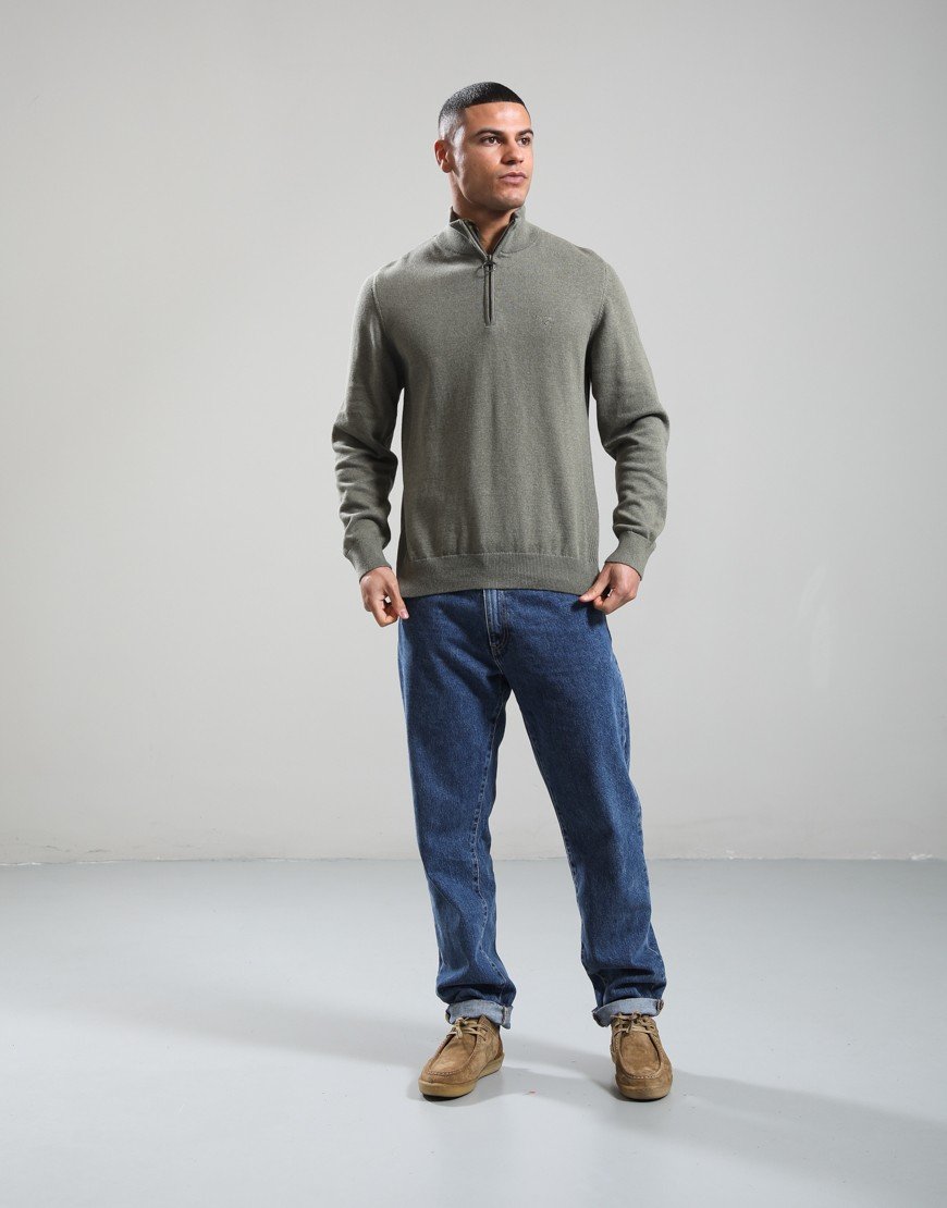 Barbour Cotton Half Zip Knit Smokey Olive