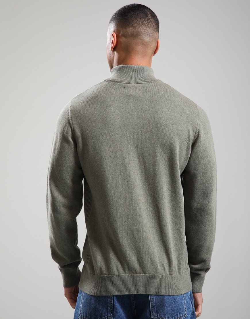 Barbour Cotton Half Zip Knit Smokey Olive