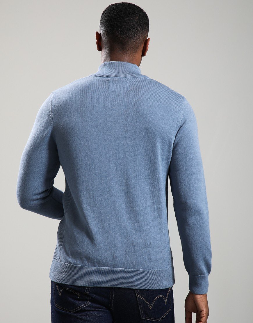 Barbour Cotton Half Zip Knit Jumper Tarn Blue