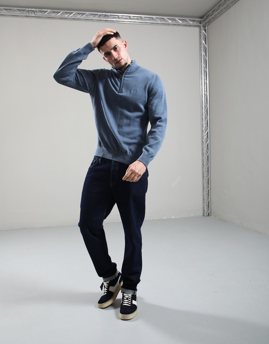 Barbour Cotton Half Zip Knitted Jumper Dusk Blue