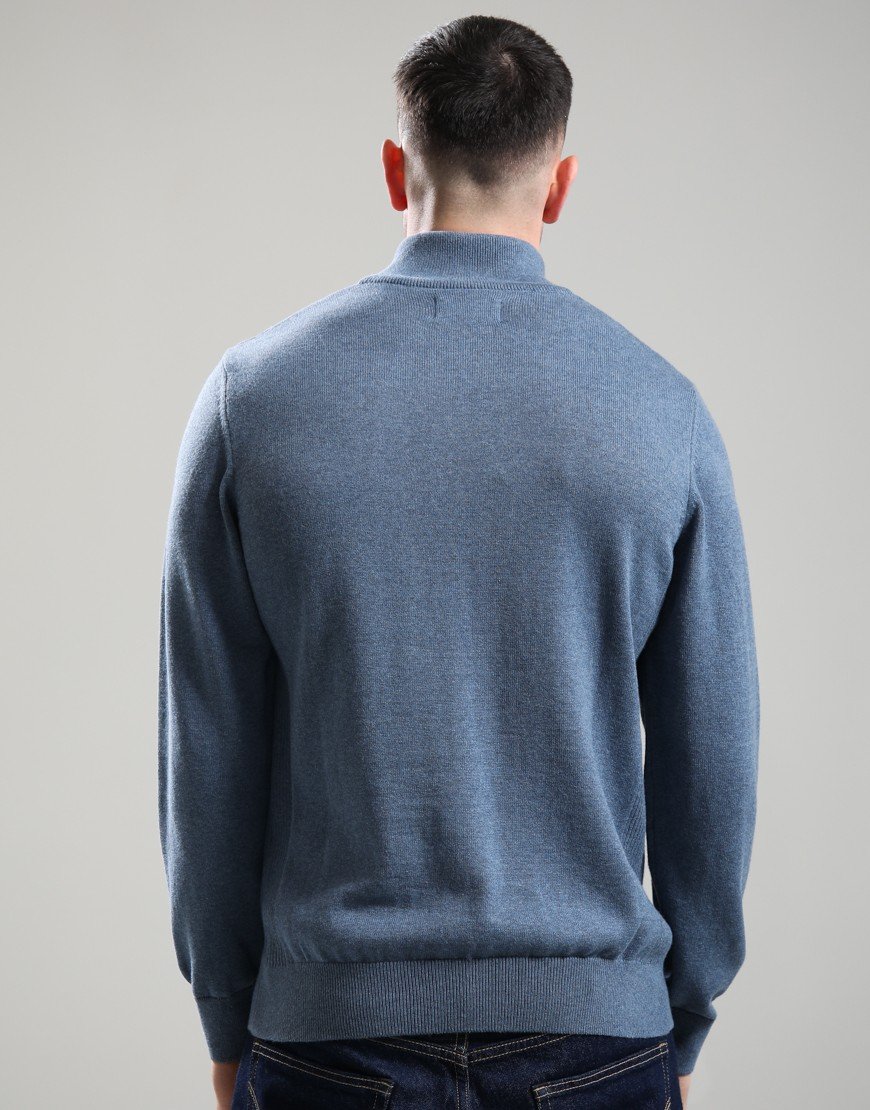 Barbour Cotton Half Zip Knitted Jumper Dusk Blue