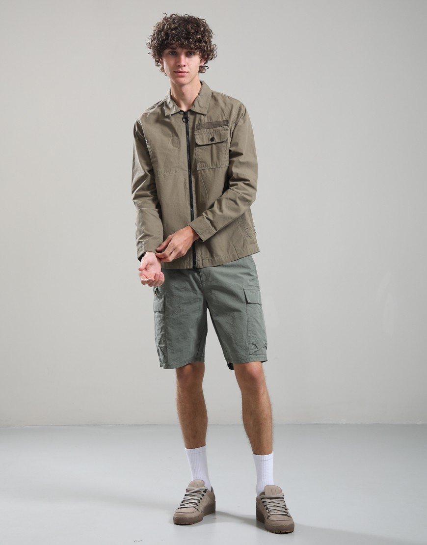 Barbour Crail Wax Ripstop Overshirt Concrete