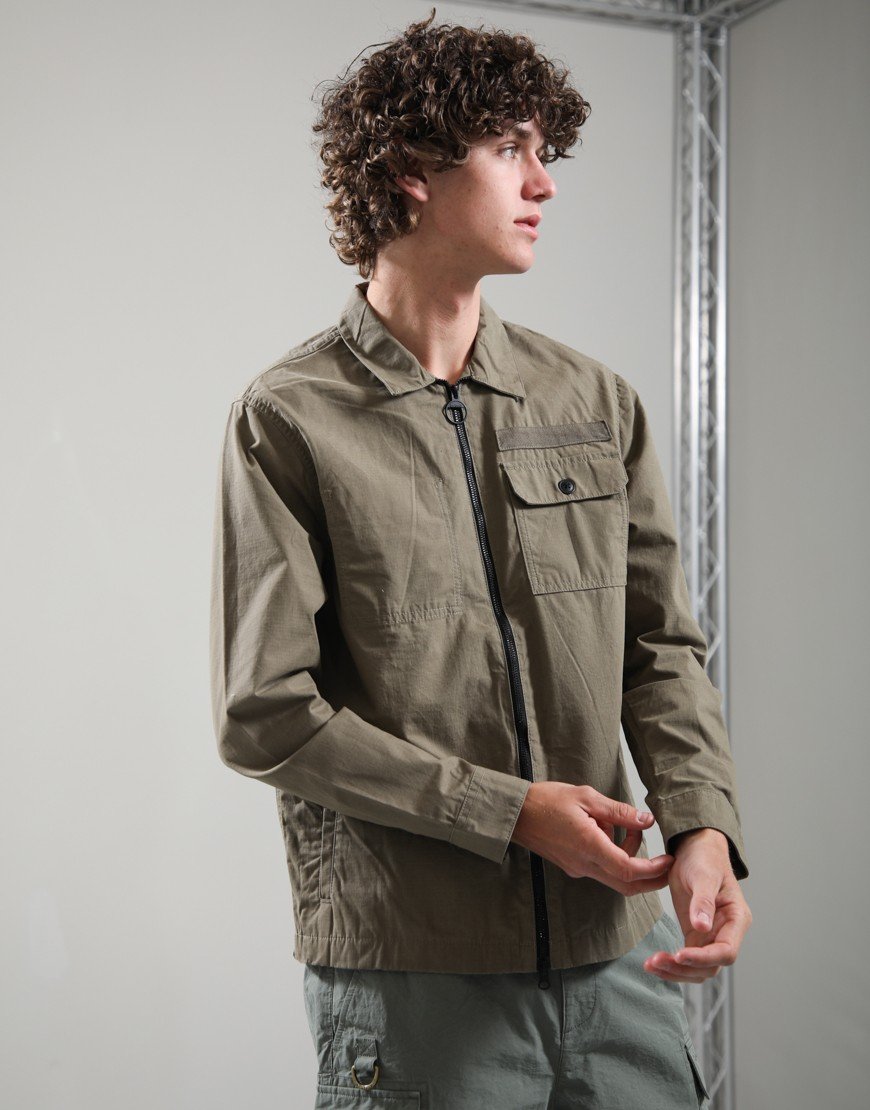 Barbour Crail Wax Ripstop Overshirt Concrete