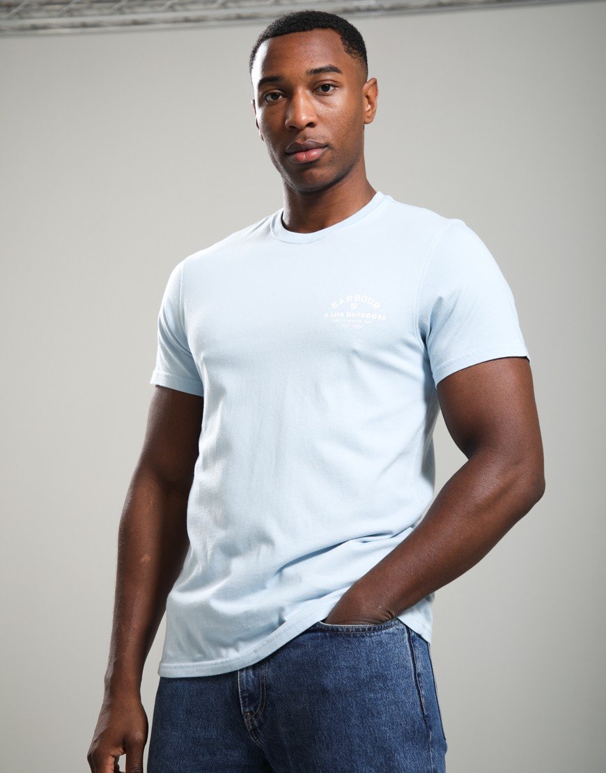 Barbour Cranmer Logo T-Shirt Ocean Sky