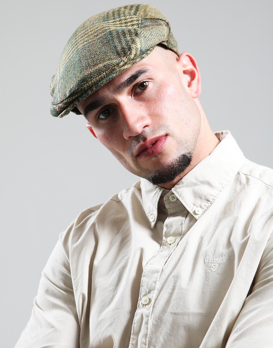 Barbour Deveron Flat Cap Green Mix
