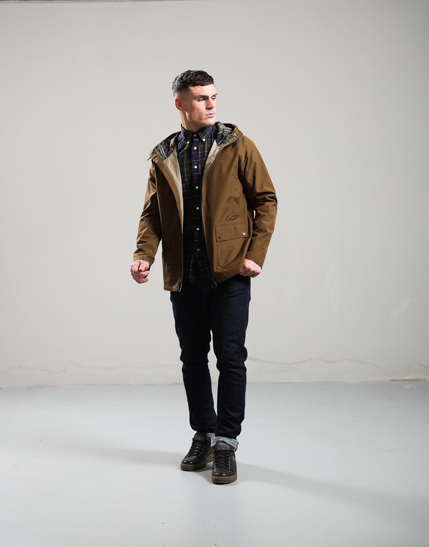 Barbour Hooded Domus Waterproof Jacket Dark Sand