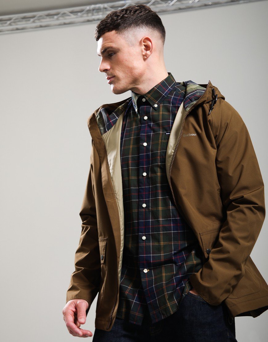 Barbour Hooded Domus Waterproof Jacket Dark Sand