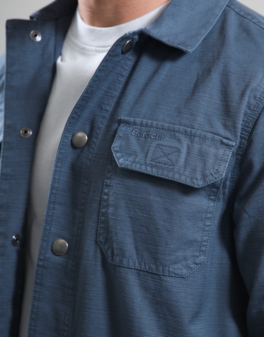 Barbour Draftmen Cotton Slub Overshirt Dusk Blue