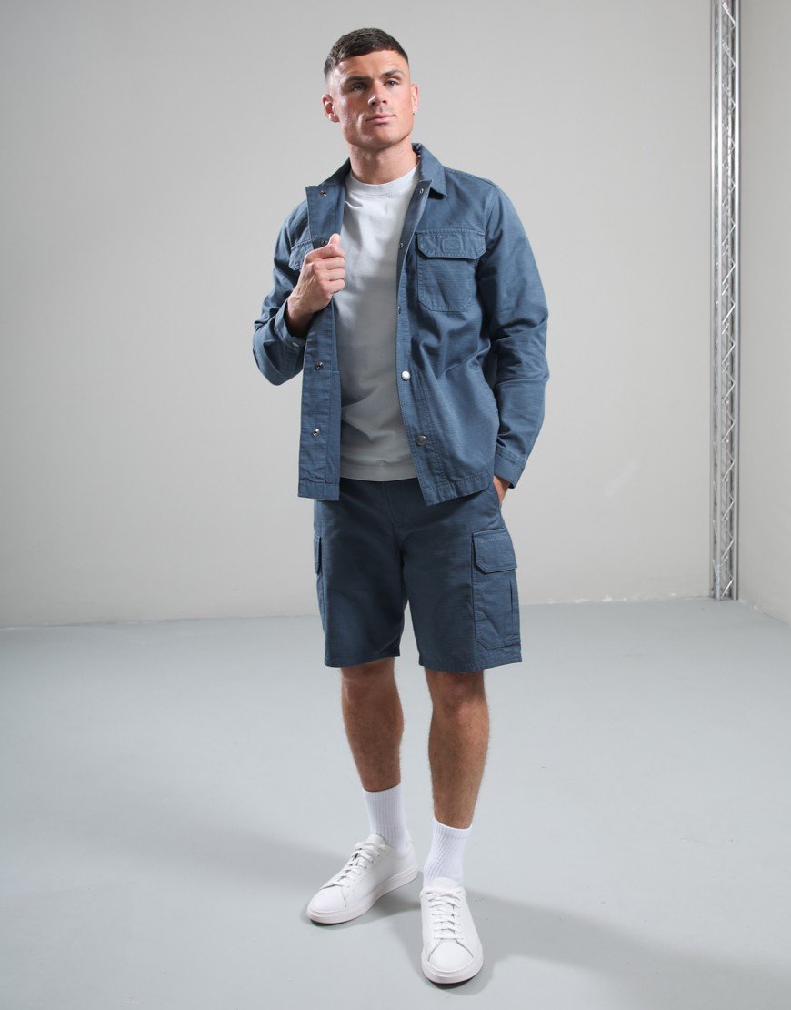 Barbour Draftmen Cotton Slub Overshirt Dusk Blue