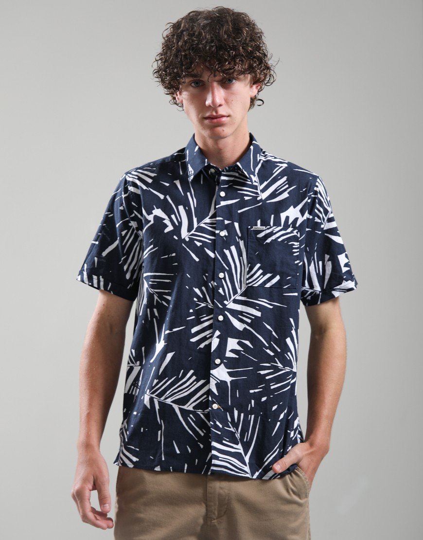 Barbour Edenwood Printed Summer Fit Shirt Navy