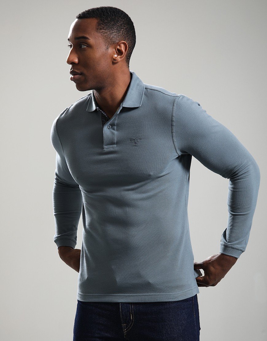 Barbour Essential Long Sleeve Polo Shirt Bluestone