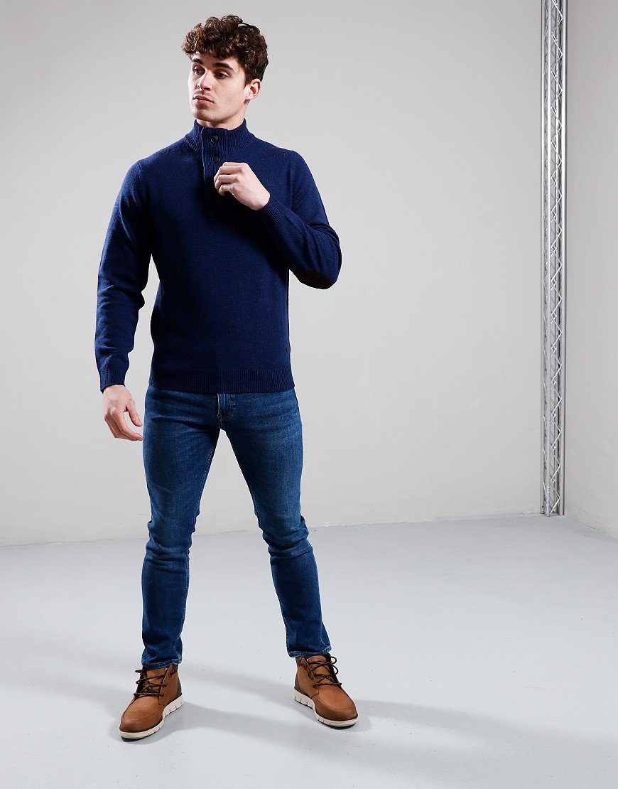 Barbour Essential Patch 1/2 Zip Knit Deep Blue