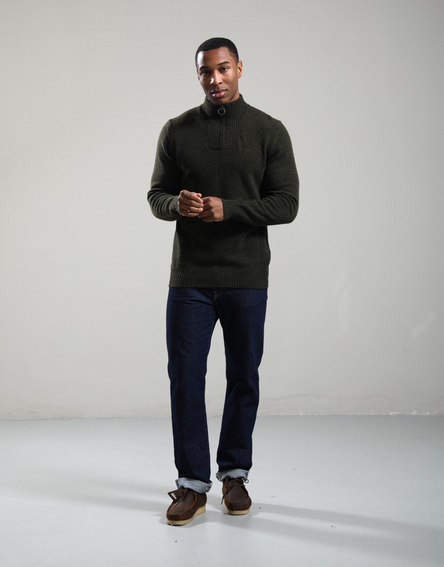 Barbour Essential Lambswool Half Zip Knit Seaweed