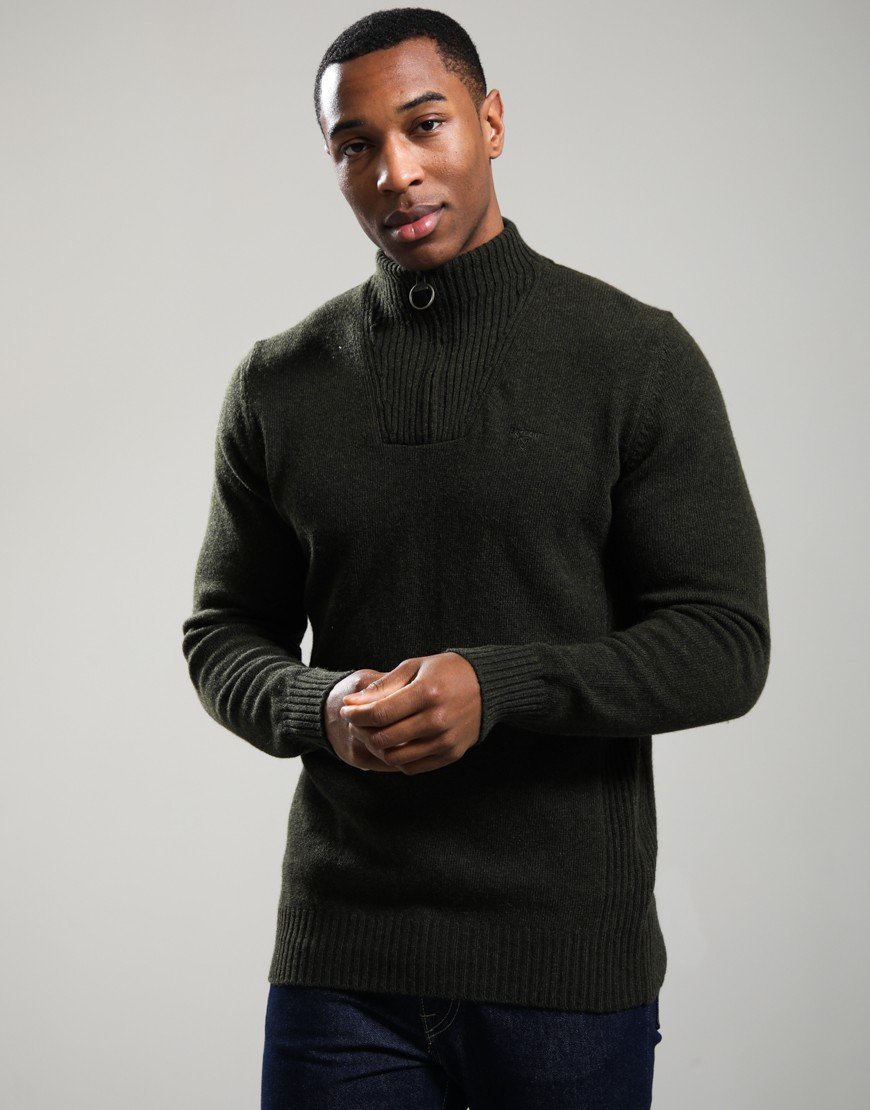 Barbour Essential Lambswool Half Zip Knit Seaweed
