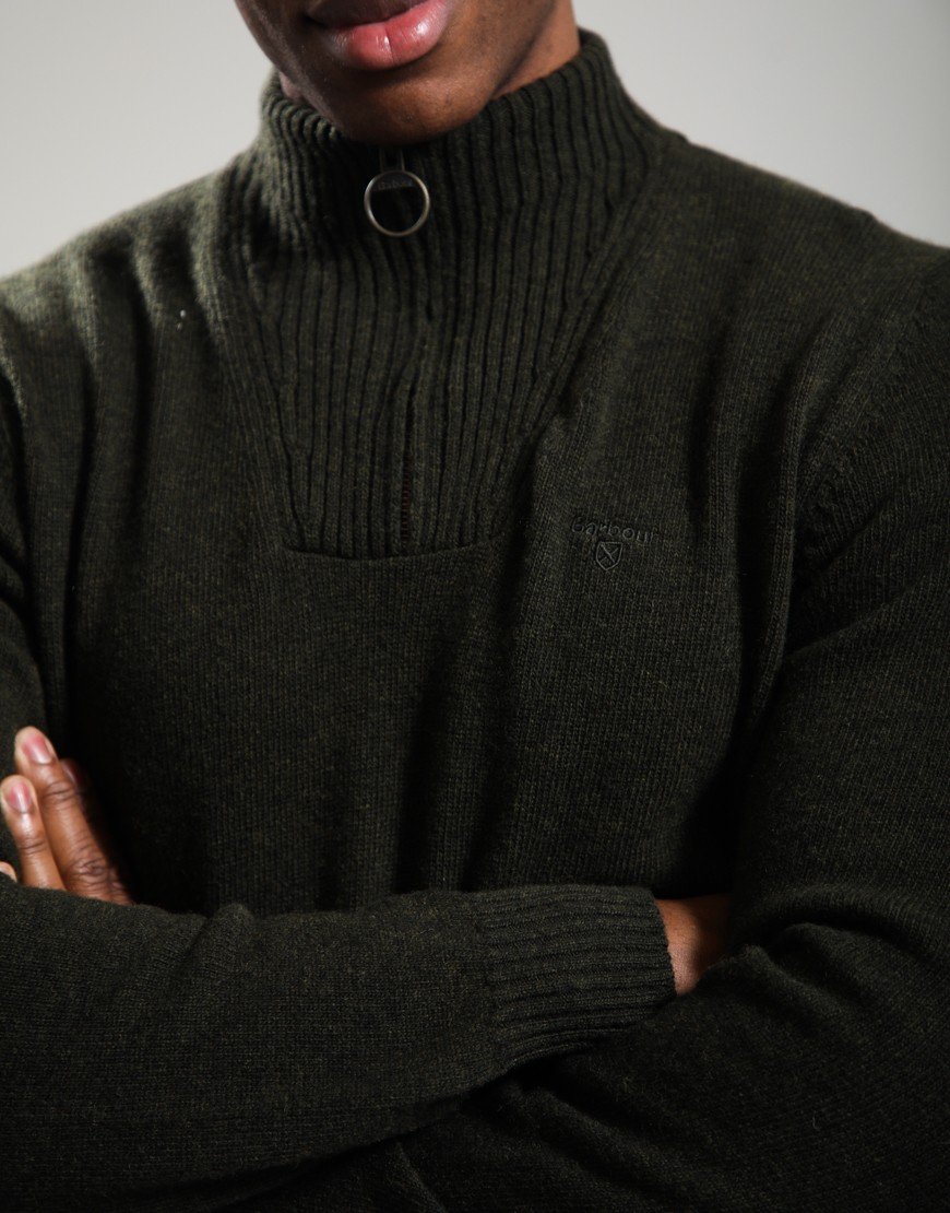 Barbour Essential Lambswool Half Zip Knit Seaweed