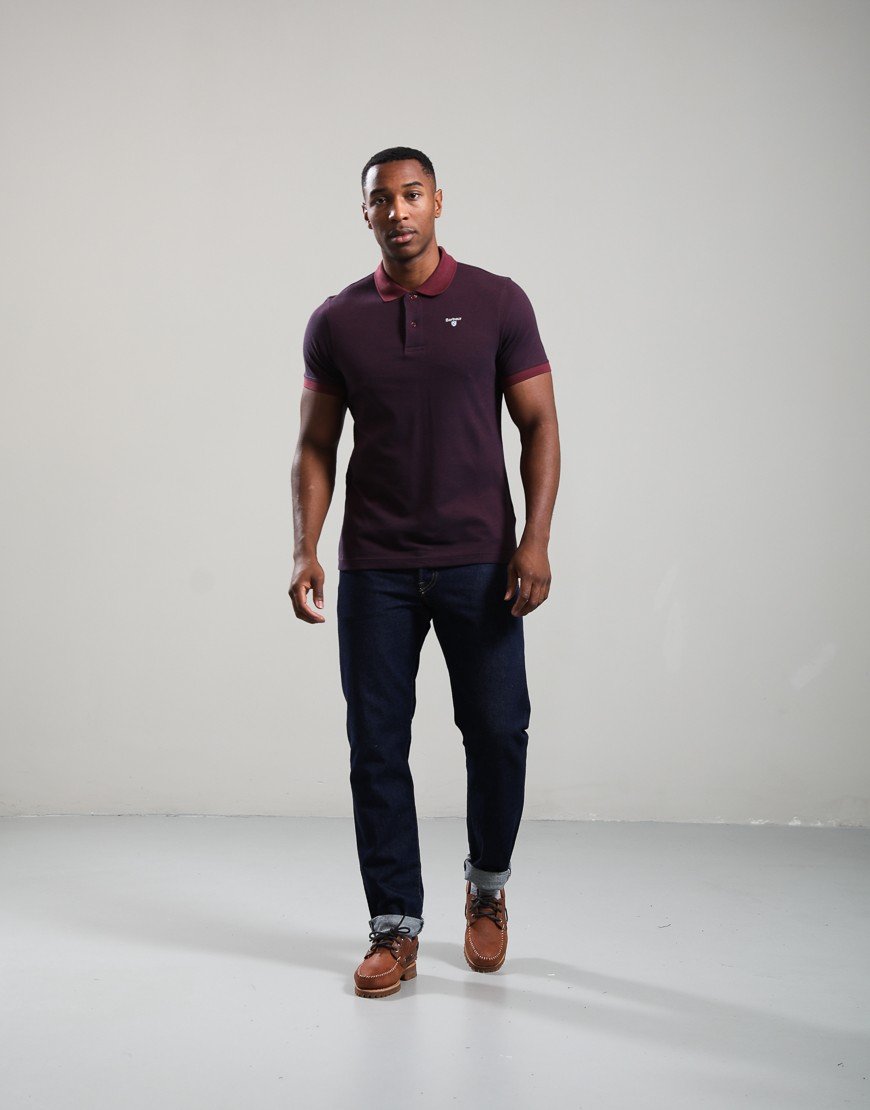 Barbour Essential Sports Mix Polo Shirt Bordeaux