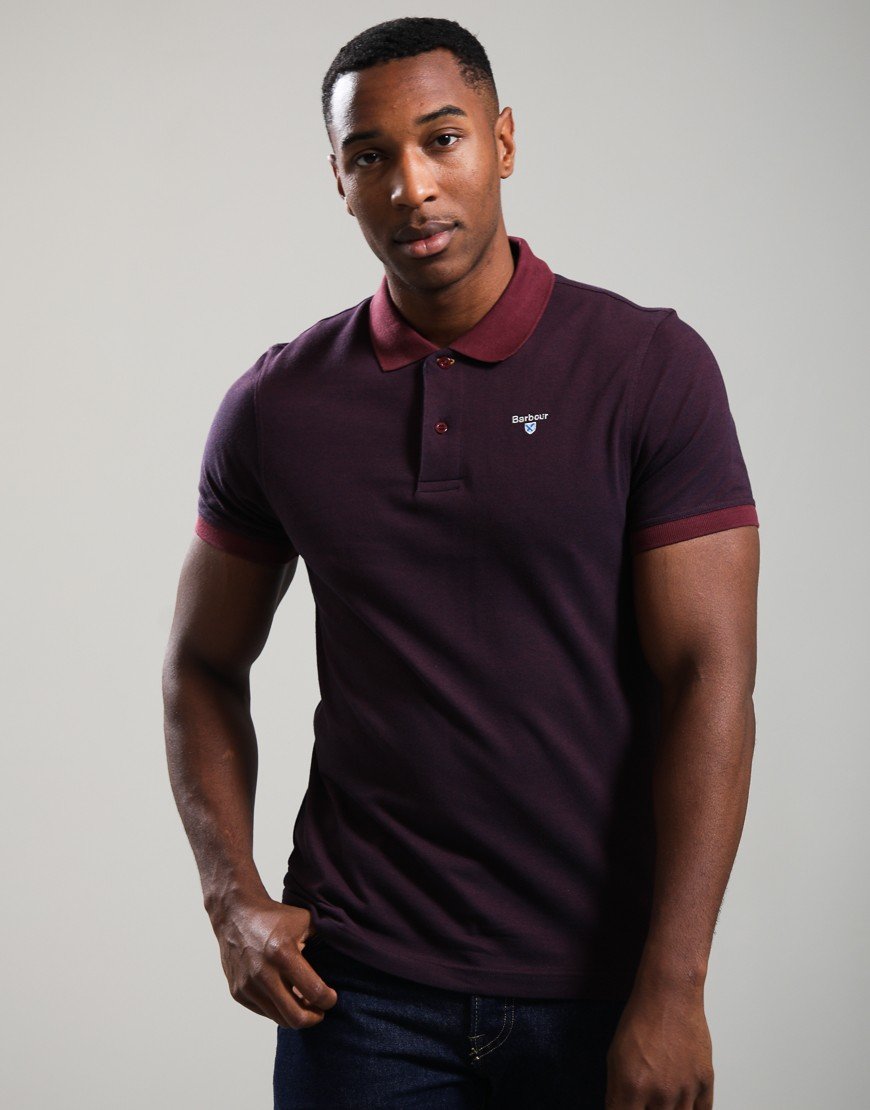 Barbour Essential Sports Mix Polo Shirt Bordeaux
