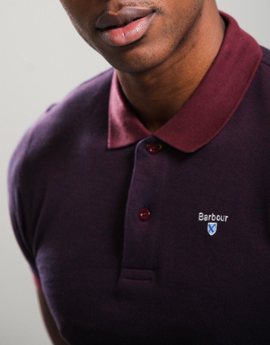 Barbour Essential Sports Mix Polo Shirt Bordeaux