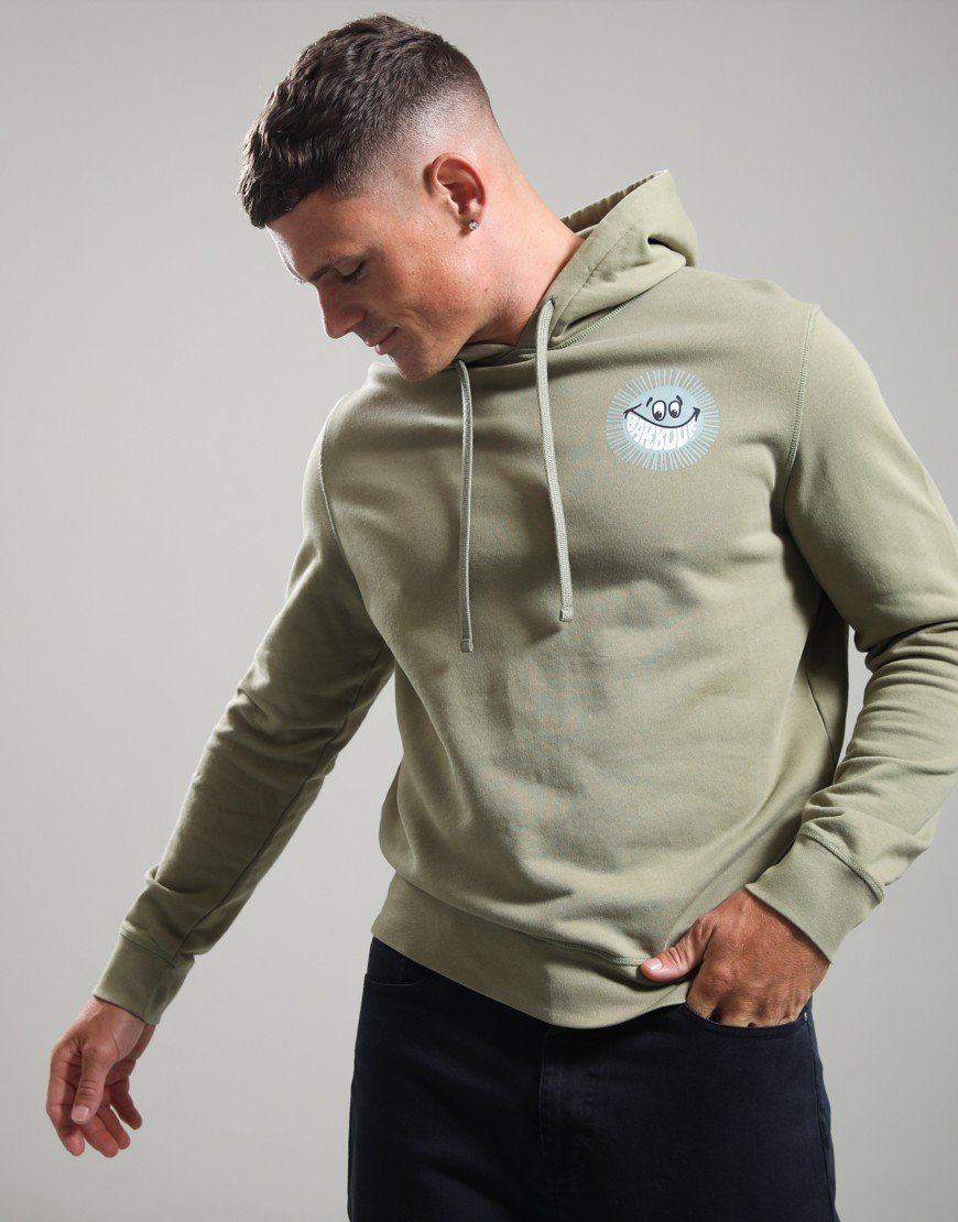Barbour Fields Hoodie Bleached Olive