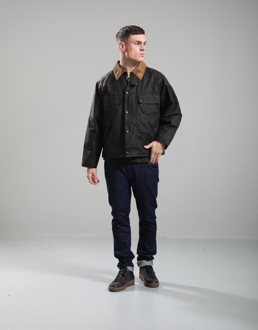 Barbour Four Pocket Transport Wax Jacket Dark Brown