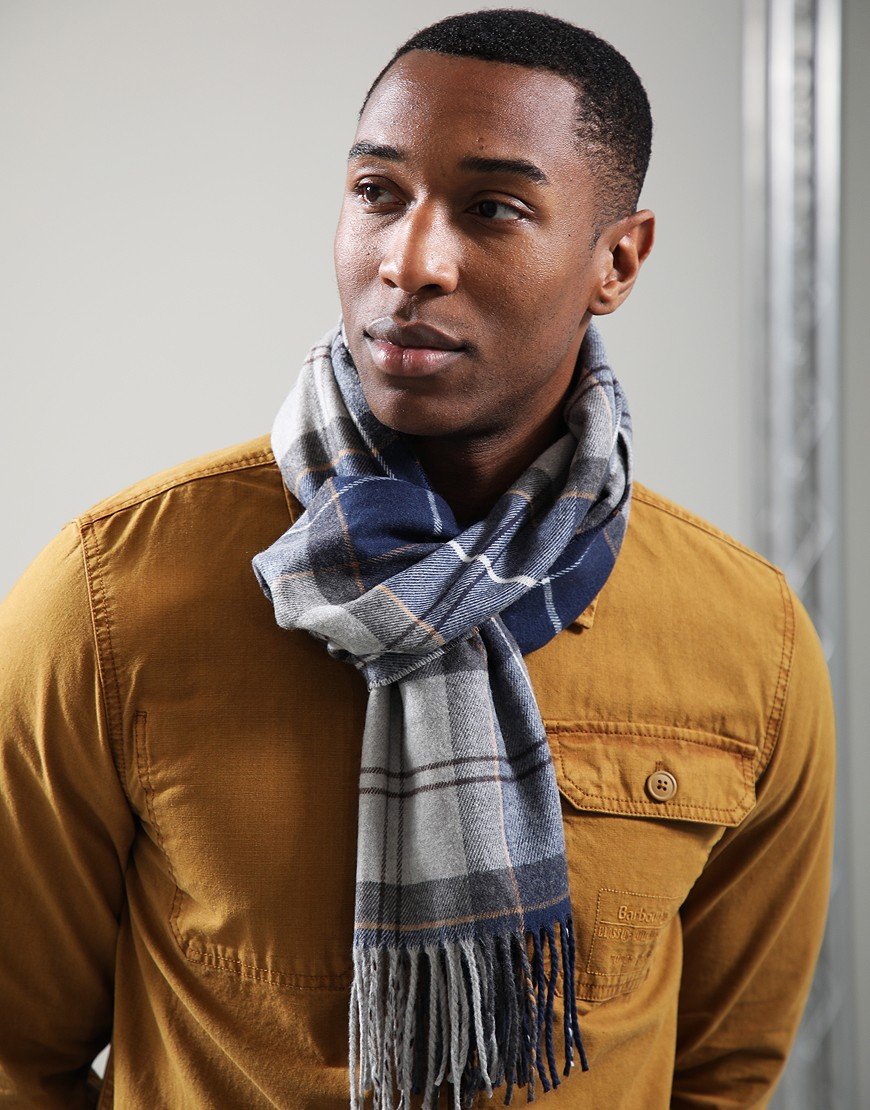Barbour Galingale Scarf Grey Midnight Tartan