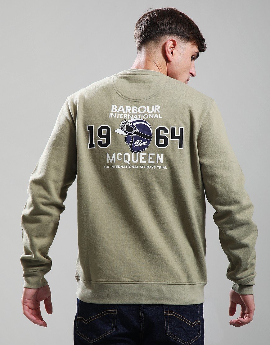 Barbour Giles SMQ Crew Sweat Bleached Olive