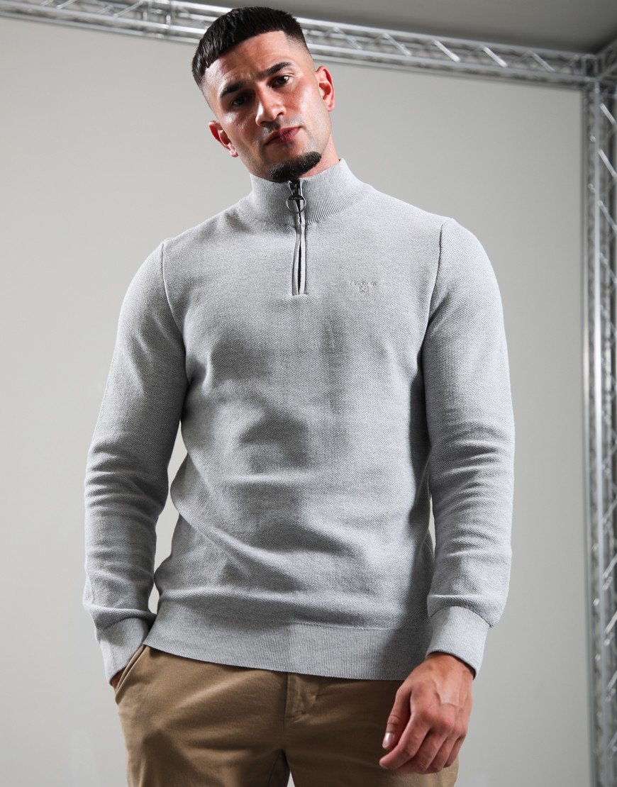 Barbour Honeycomb Half Zip Sweat Grey Marl