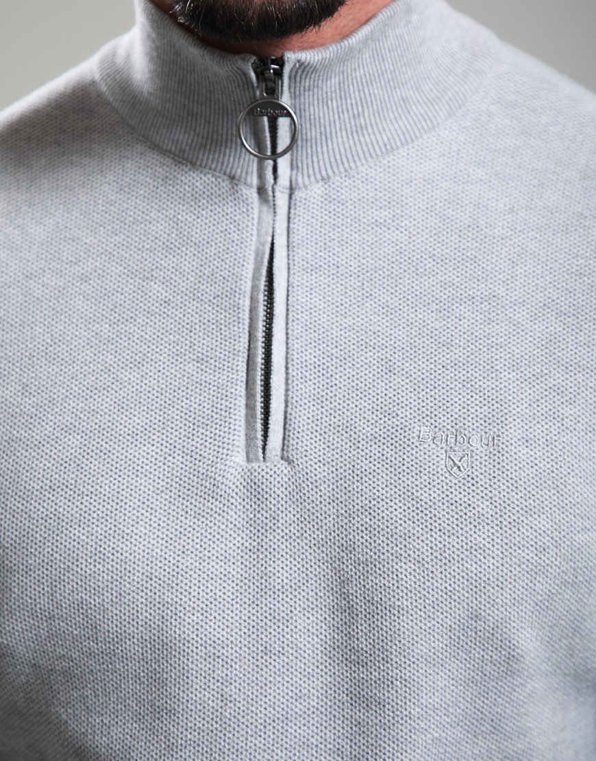 Barbour Honeycomb Half Zip Sweat Grey Marl