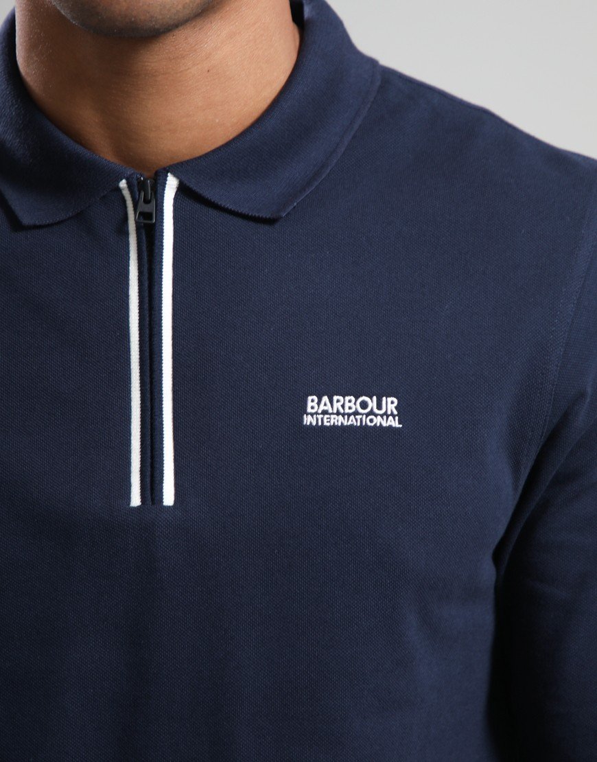 Barbour International Marshall Long Sleeve Polo Shirt Navy