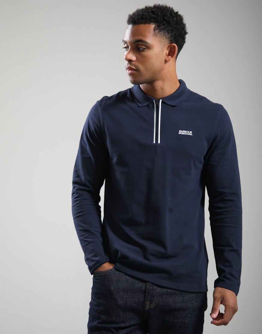 Barbour International Marshall Long Sleeve Polo Shirt Navy