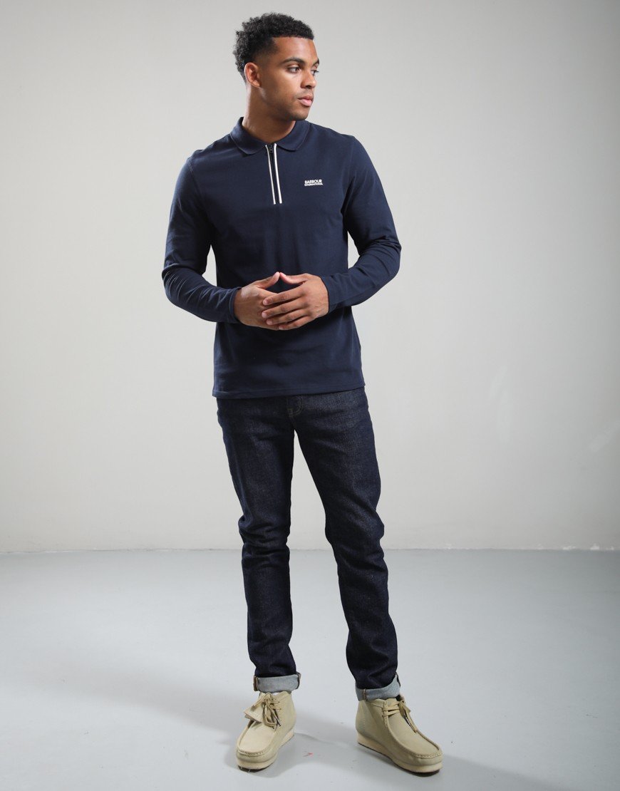Barbour International Marshall Long Sleeve Polo Shirt Navy