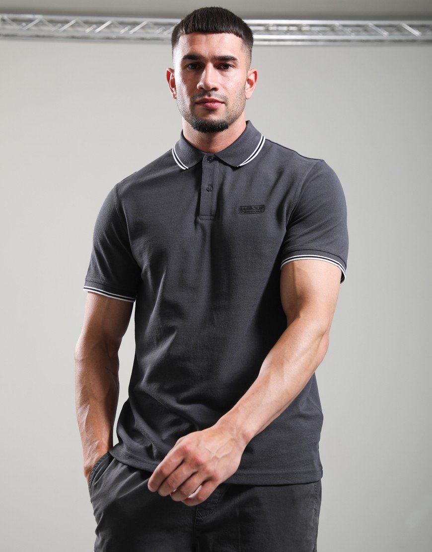 Barbour International Evan Tipped Polo Shirt Solid Asphalt