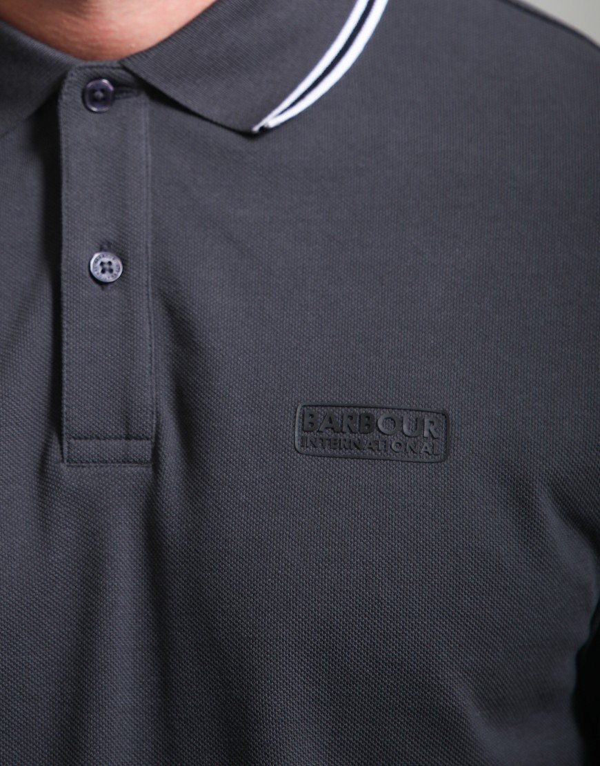 Barbour International Evan Tipped Polo Shirt Solid Asphalt