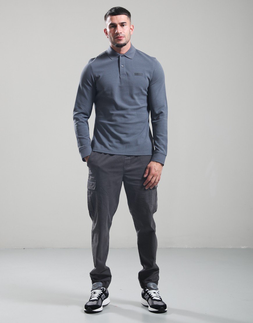 Barbour International Long Sleeve Polo Shirt Washed Charcoal