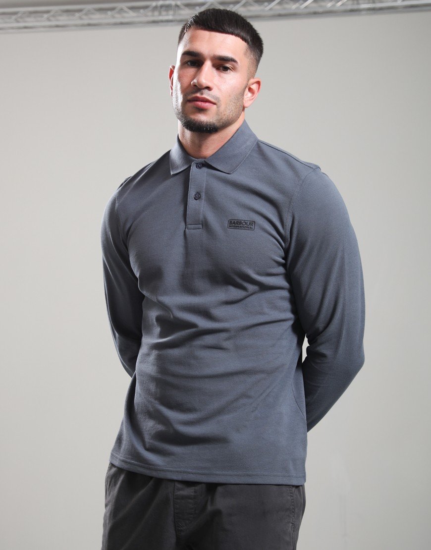 Barbour International Long Sleeve Polo Shirt Washed Charcoal