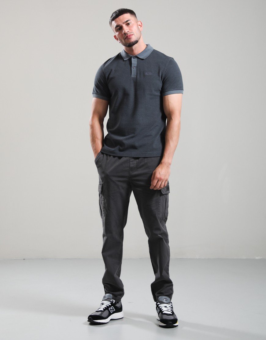 Barbour International Morley Oxford Polo Shirt Black/Washed Charcoal