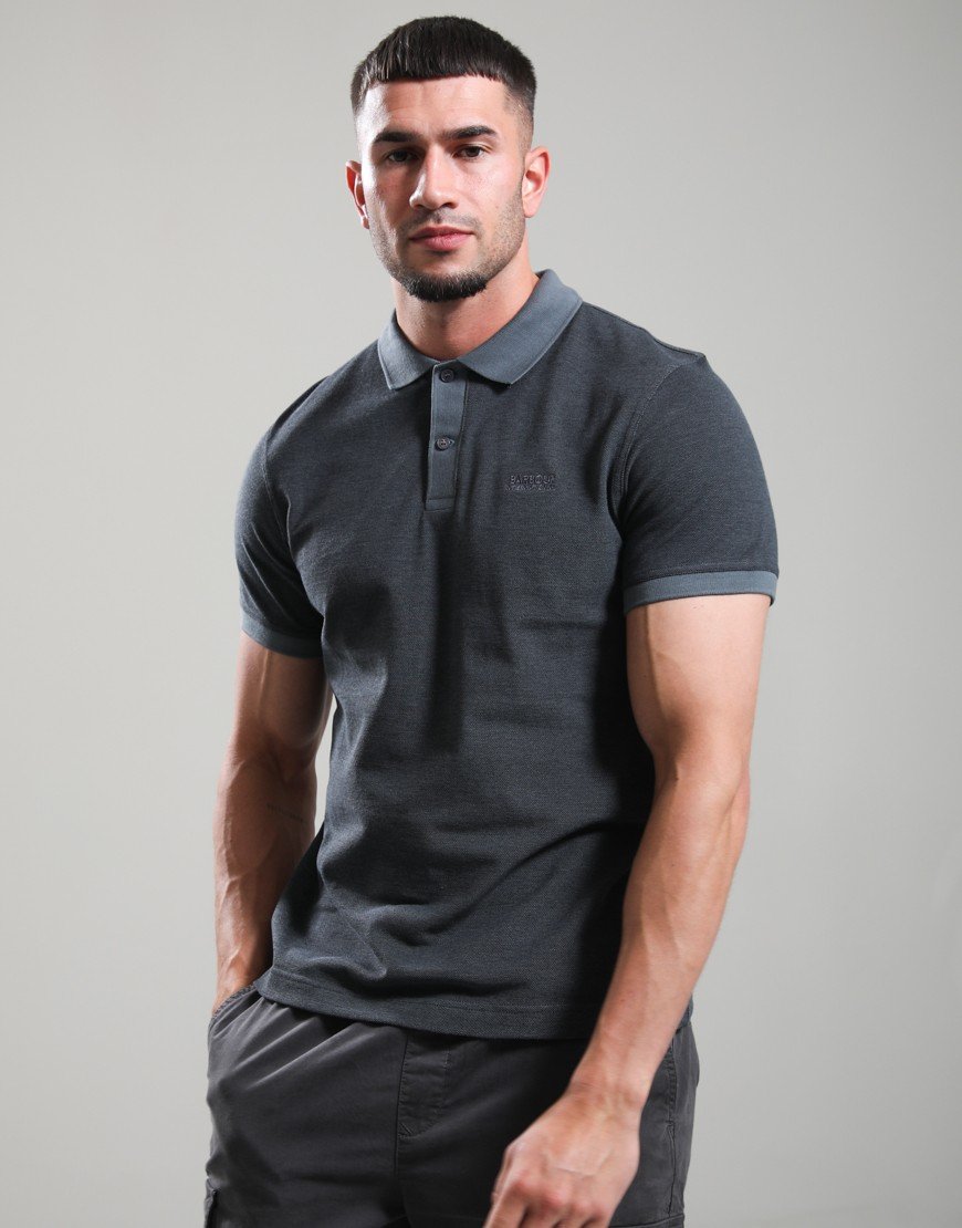 Barbour International Morley Oxford Polo Shirt Black/Washed Charcoal