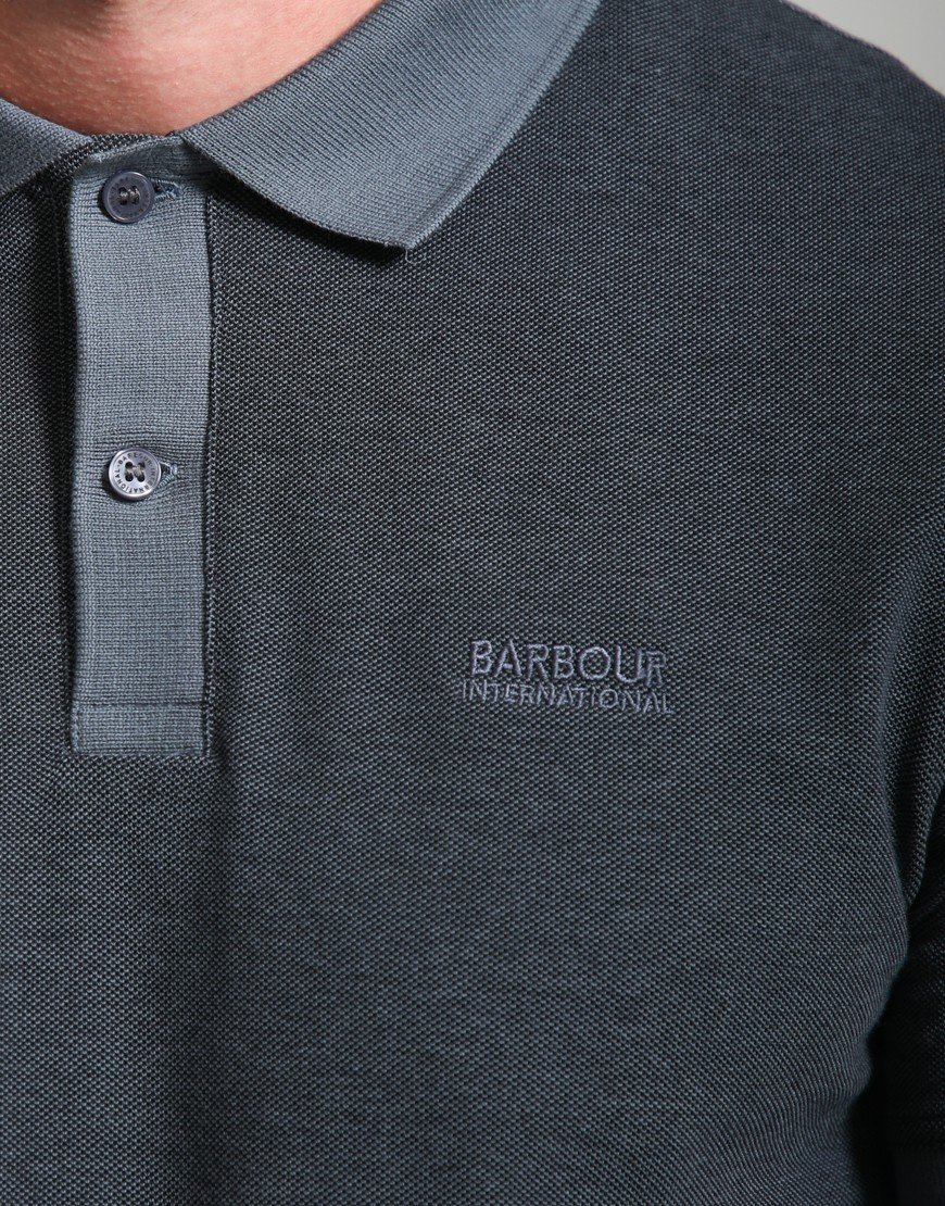 Barbour International Morley Oxford Polo Shirt Black/Washed Charcoal
