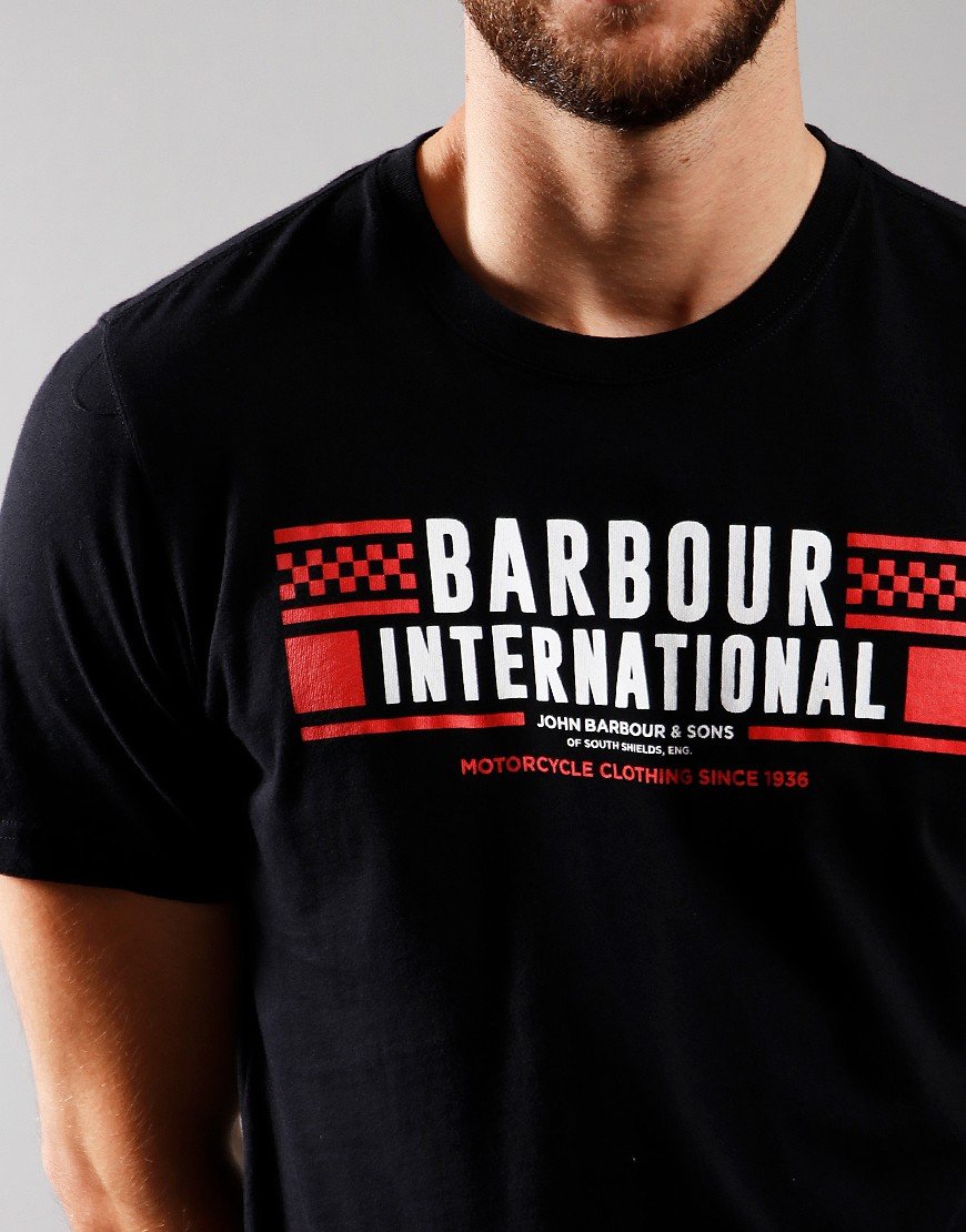 Barbour International Grasstrack T-shirt Black Terraces Menswear