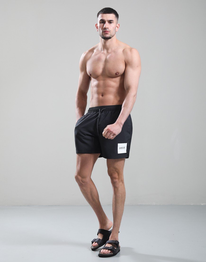 Barbour International Block Print Swim Shorts Black