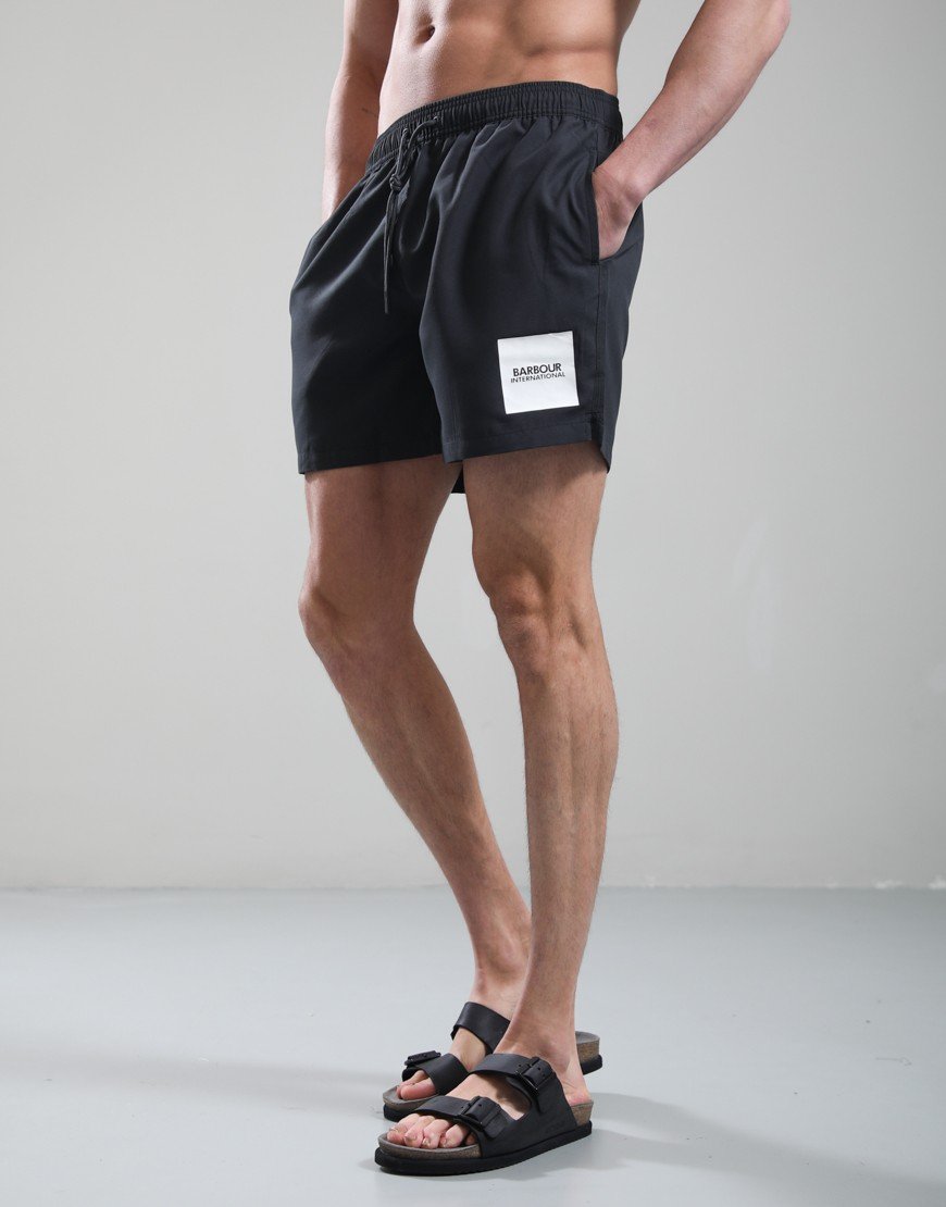 Barbour International Block Print Swim Shorts Black