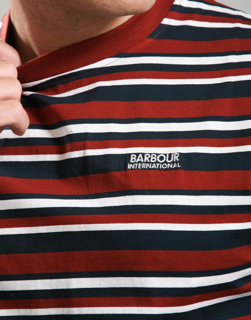 Barbour International Burnwood Stripe T-Shirt Burnt Henna