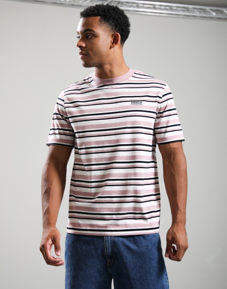 Barbour International Burnwood Stripe T-Shirt Woodrose