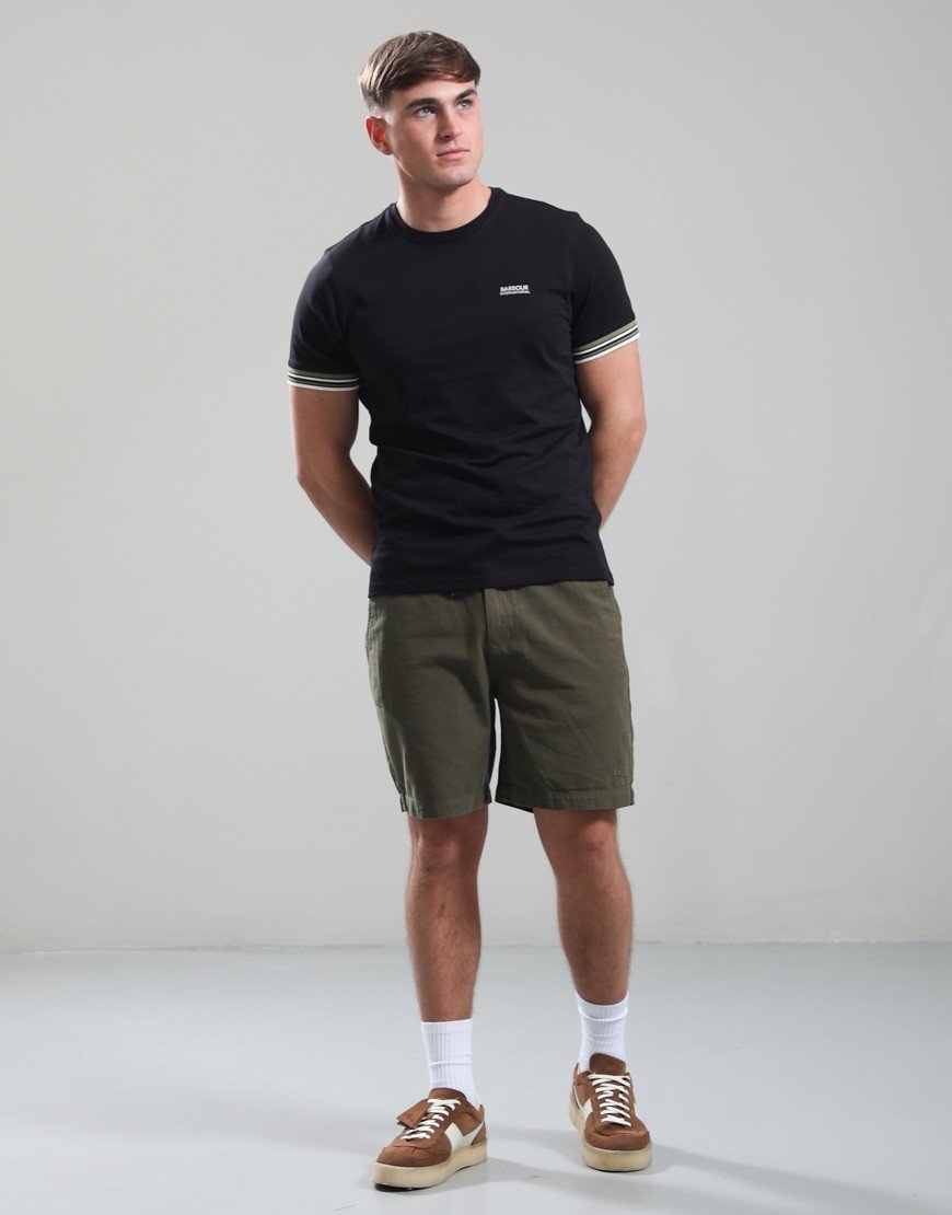 Barbour International Burnwood Tipped Cuff T-Shirt Black