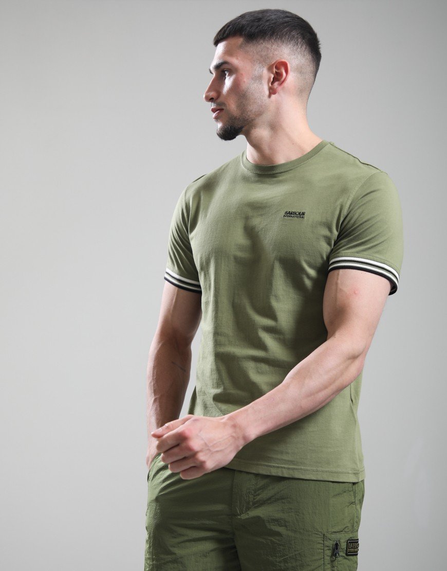 Barbour International Burnwood Tipped Cuff T-Shirt Burnt Olive
