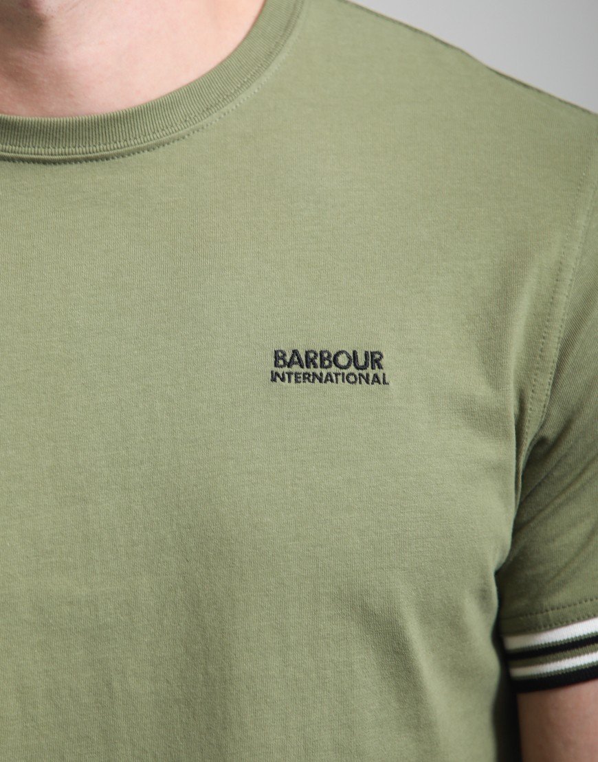 Barbour International Burnwood Tipped Cuff T-Shirt Burnt Olive