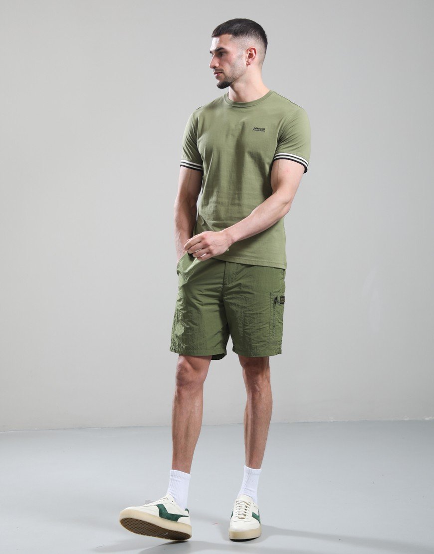 Barbour International Burnwood Tipped Cuff T-Shirt Burnt Olive