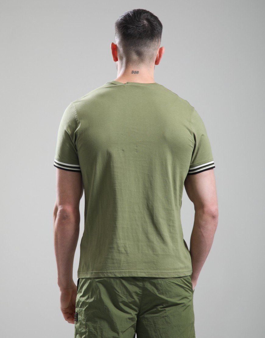 Barbour International Burnwood Tipped Cuff T-Shirt Burnt Olive