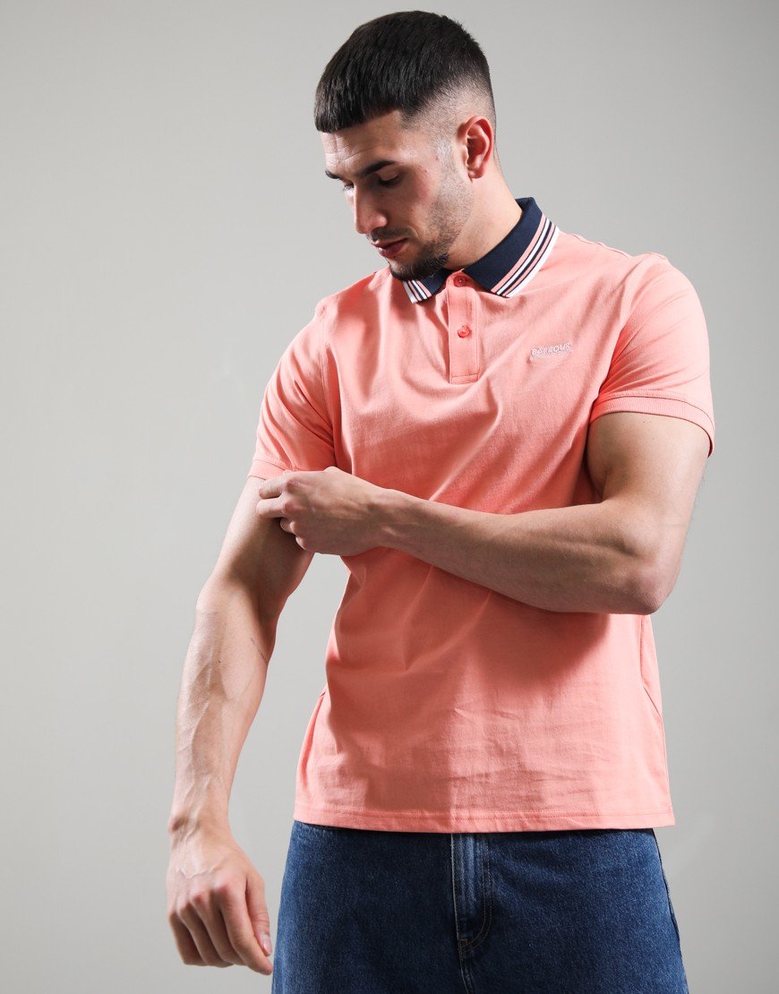 Barbour International Burnwood Tipped Polo Shirt Burnt Coral